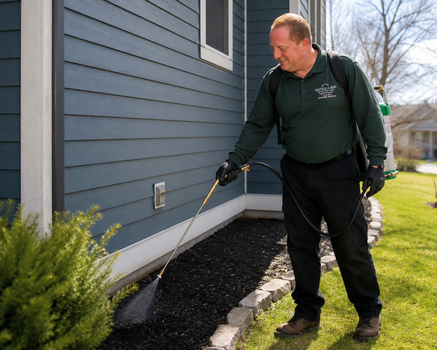 Battle A Bug technician inspecting a Long Island home